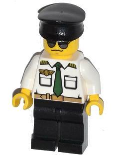 Airport - Pilot, White Shirt with Tie and Belt, Black Legs, Black Hat