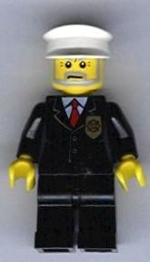 Police - City Suit with Red Tie and Badge, Black Legs, White Hat
