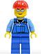 Overalls with Tools in Pocket Blue, Red Construction Helmet, Silver Sunglasses