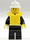Fire - Reflective Stripes, Black Legs, White Fire Helmet, Smirk and Stubble Beard, Life Jacket
