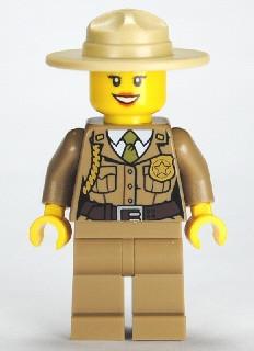 Forest Police - Dark Tan Jacket with Pockets, Gold Badge and Braid, Olive Green Tie, Dark Tan Legs, Campaign Hat
