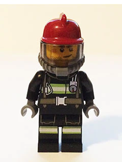 Fire - Reflective Stripes with Utility Belt, Dark Red Fire Helmet, Breathing Neck Gear with Airtanks, Crooked Smile and Scar
