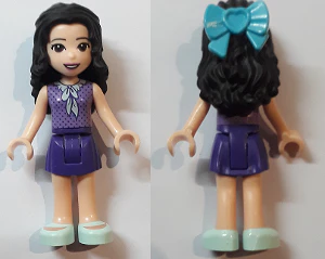 Friends Emma, Dark Purple Skirt, Medium Lavender Top, Light Aqua Shoes, Bow