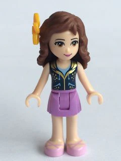 Friends Olivia, Medium Lavender Skirt, Dark Blue Vest Top, Flower
