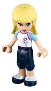 Stephanie, Dark Blue Cropped Trousers, White Soccer Jersey