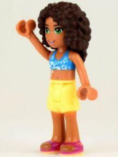 Andrea, Bright Light Yellow Shorts, Dark Azure Bikini Top