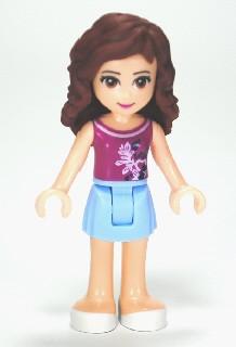 Olivia, Bright Light Blue Skirt, Magenta Top
