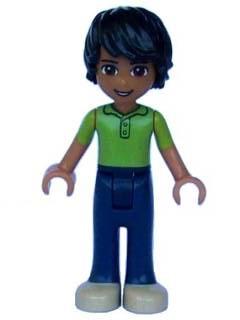 Matthew, Dark Blue Trousers, Bright Green Polo Shirt