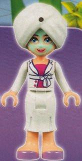 Sophie, White Long Skirt, Magenta Top with White Jacket, White Turban, Light Aqua Mask