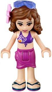 Olivia, Magenta Wrap Skirt, Dark Purple Bikini Top, Flower, Sunglasses
