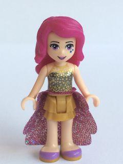 Livi, Pearl Gold Layered Skirt, Gold Sequined Halter Top, Medium Lavender Sequined Cloth Skirt
