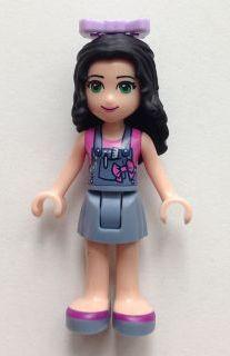 Emma, Denim Overall Skirt, Dark Pink Top, Bow