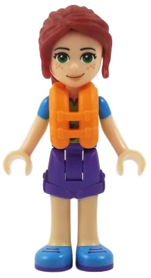 Mia, Dark Purple Shorts, Lime Top, Life Jacket