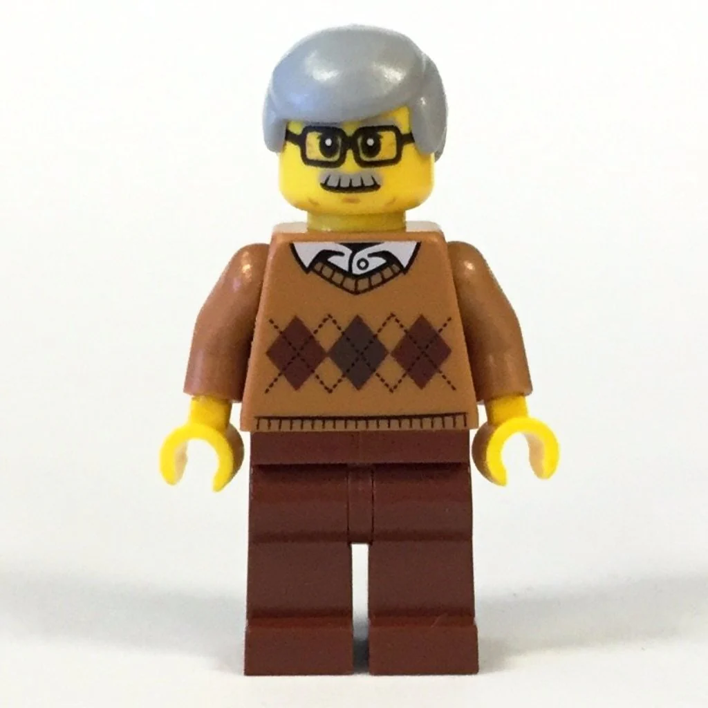 Grandfather - Medium Dark Flesh Argyle Sweater, Light Bluish Gray Hair