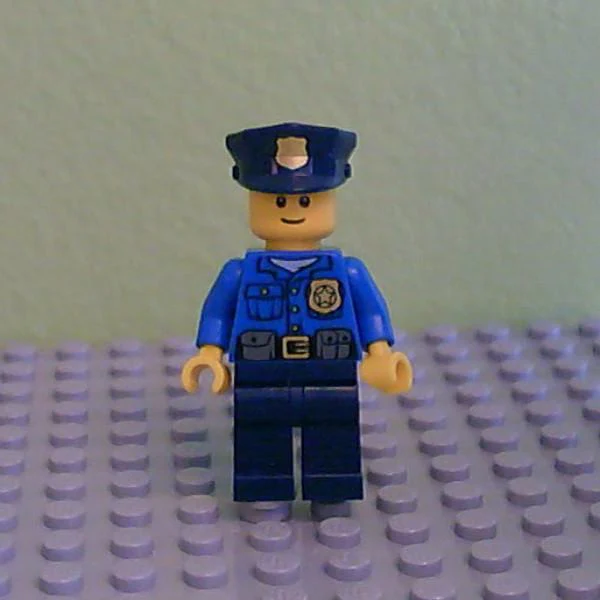 Police - Gold Badge, Police Hat, Black Eyebrows, Smile (60063)