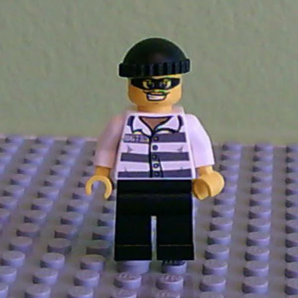 Jail Prisoner, Prison Stripes, Black Knit Cap, Mask (86753)