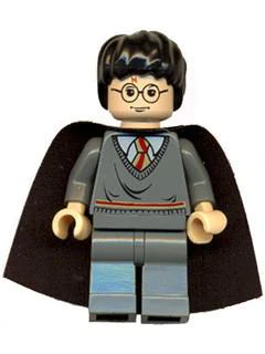 Harry Potter, Gryffindor Stripe Torso, Dark Bluish Gray Legs, Plain Black Cape (Set 4753)
