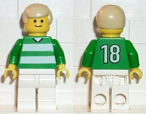 Soccer Player Green & White Team #18 on Back
