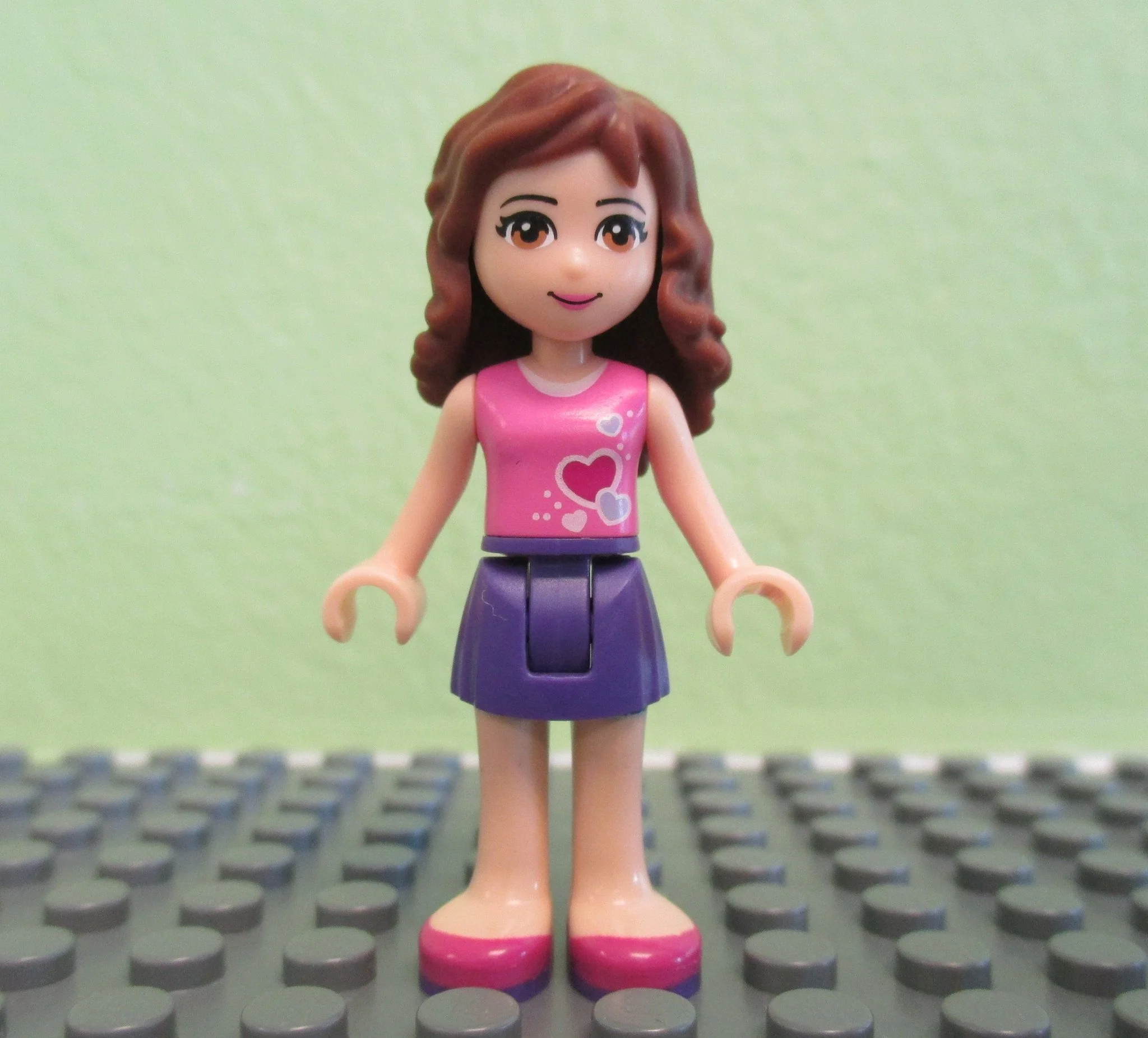 Olivia, Dark Purple Skirt, Dark Pink Top with Hearts - Image 2