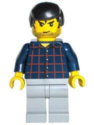Plaid Button Shirt, Light Bluish Gray Legs, Black Male Hair, Stubble