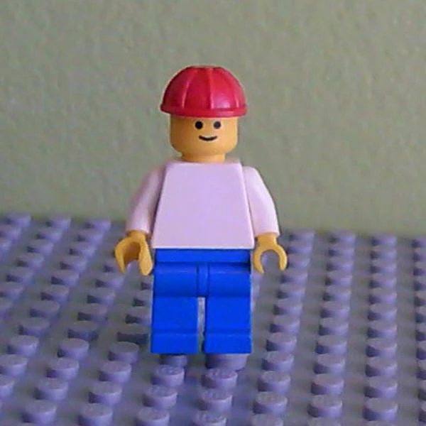 Plain White Torso with White Arms, Blue Legs, Red Construction Helmet