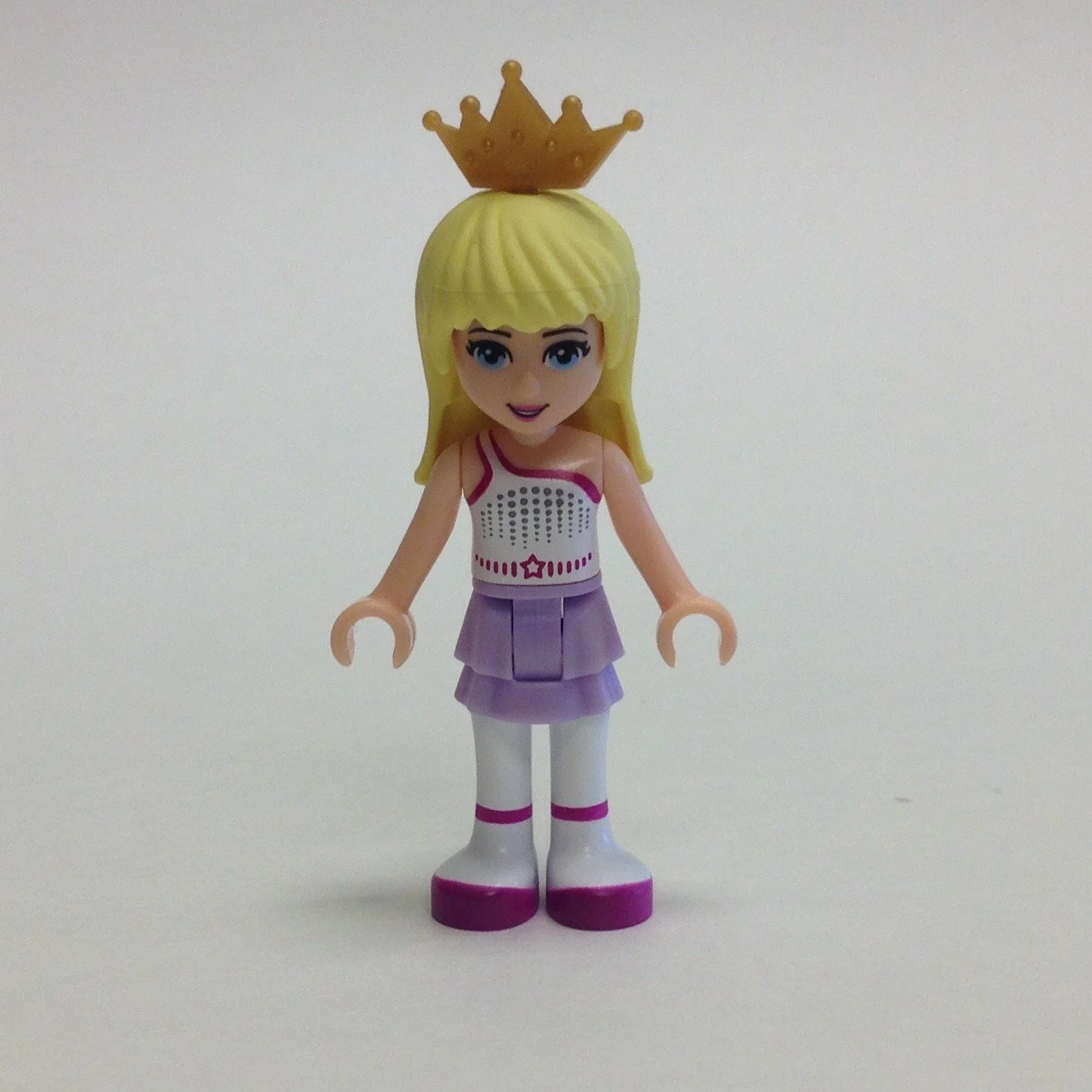 Stephanie (Lavender Layered Skirt, White Top with Star Belt, Gold Tiara)