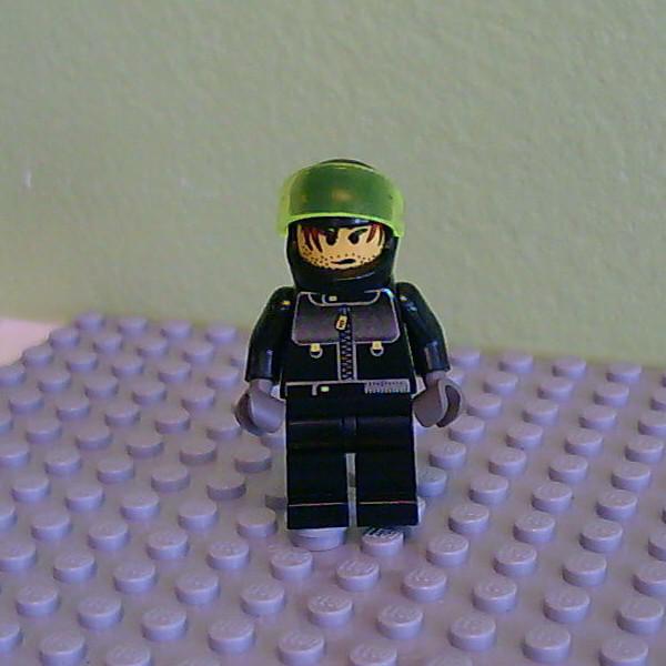 Male Actor 3, Driver, Black Helmet, Trans- Neon Green Visor