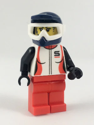 Trail Cyclist, Female, Red and White Race Jacket, Dark Blue Dirt Bike Helmet