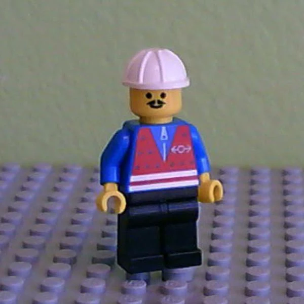 Red Vest and Zipper - Black Legs, White Construction Helmet