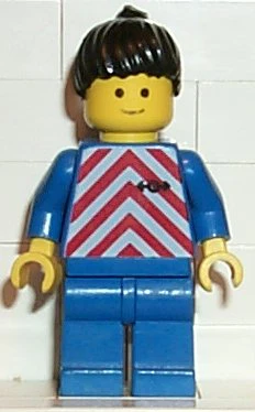 Red & White Stripes - Blue Legs, Black Ponytail Hair