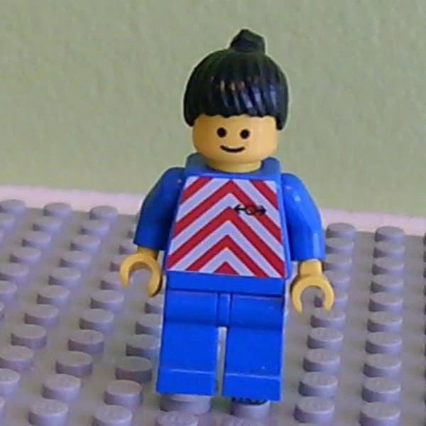 Red & White Stripes - Blue Legs, Black Ponytail Hair - Image 2