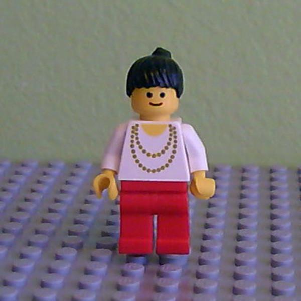 Necklace Gold - Red Legs, Black Ponytail Hair