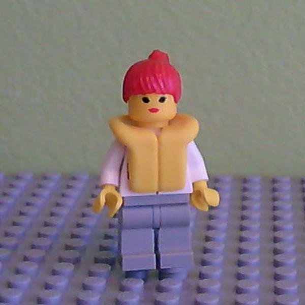Shirt with 2 Pockets, White Legs, Red Ponytail Hair, Life Jacket
