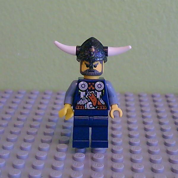 Viking Blue Chess Bishop - Horns Glued to Helmet